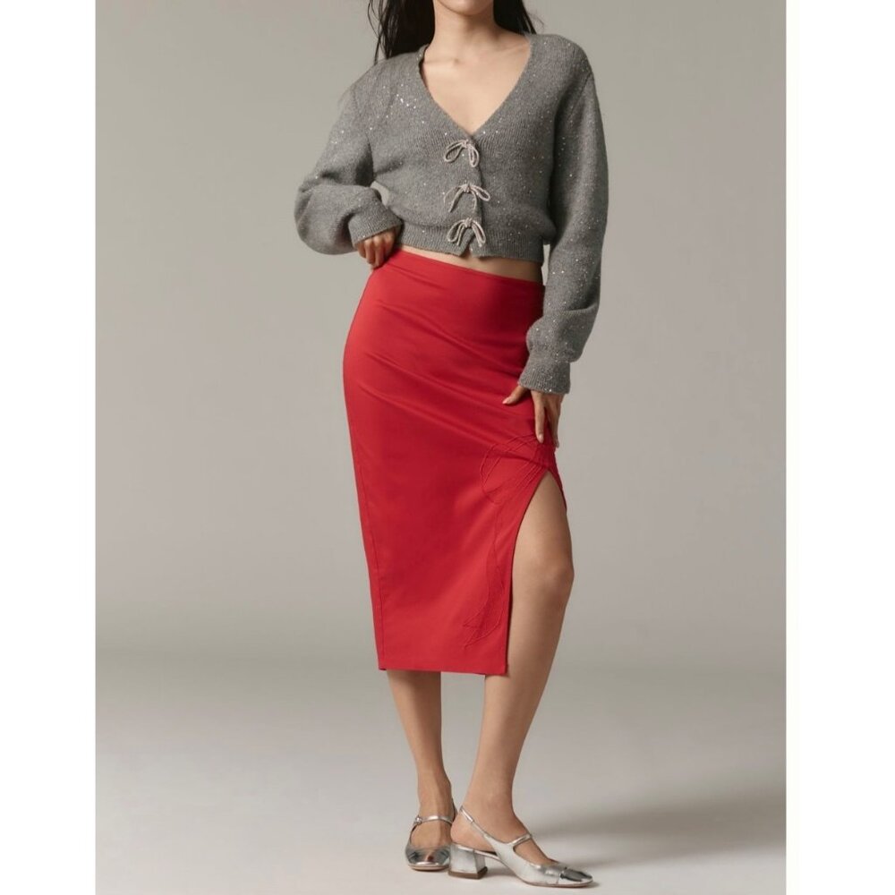 Maeve Red Midi Skirt with Side Slit only reposhing because it didn’t fit.